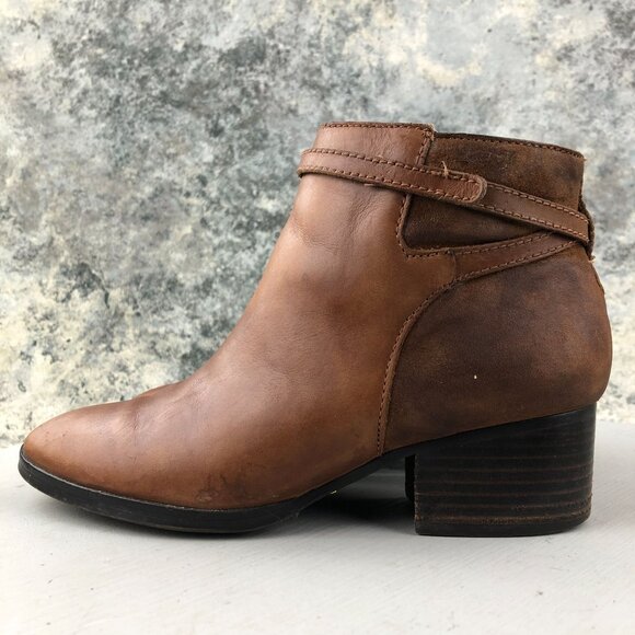 LRL Ralph Lauren Women's Size 7B Damara Brown Leather Side Zip Ankle Booties - Picture 5 of 13